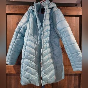 Spyder Girls 12/14 baby blue puffer coat long